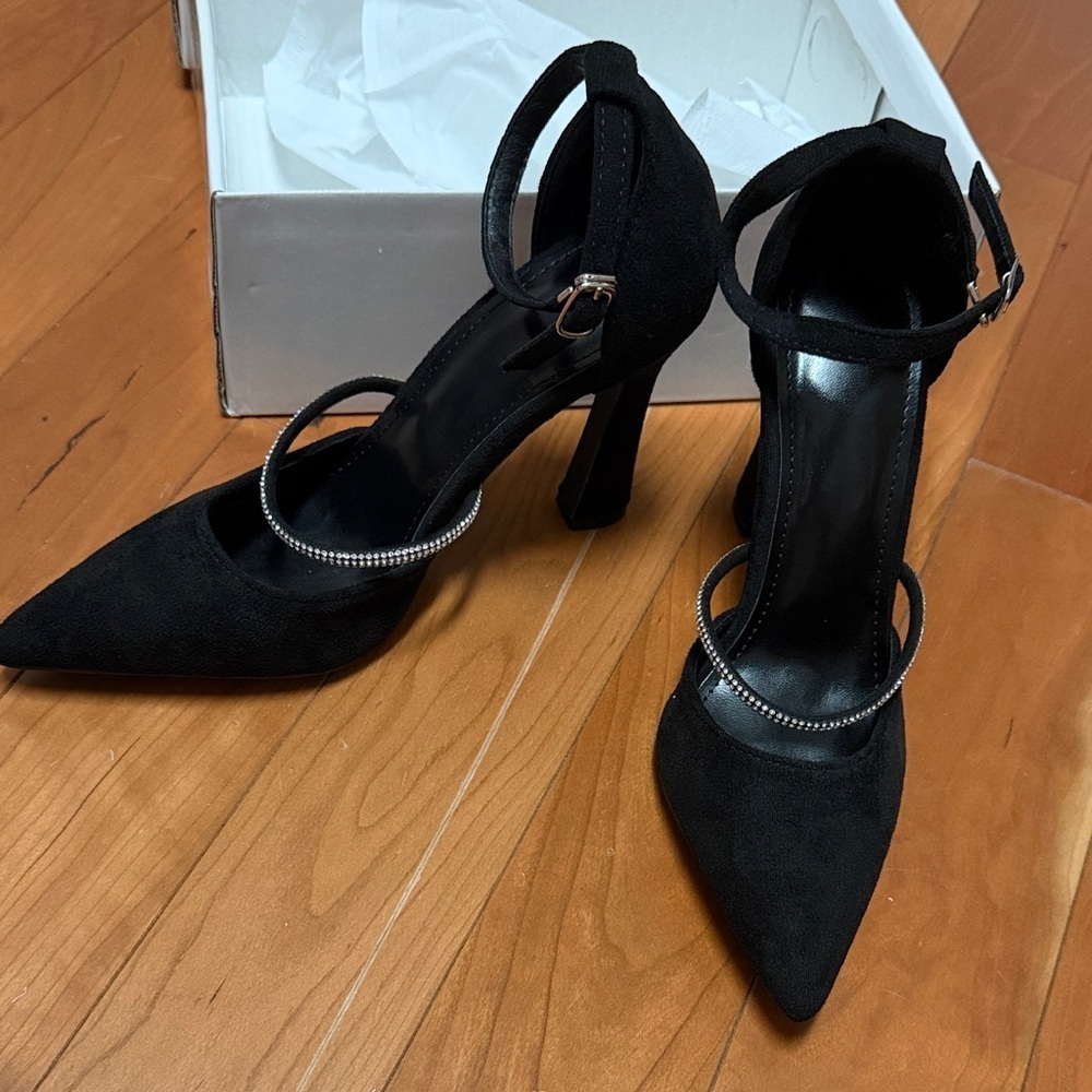 Elegant Black Ankle Strap Heels
